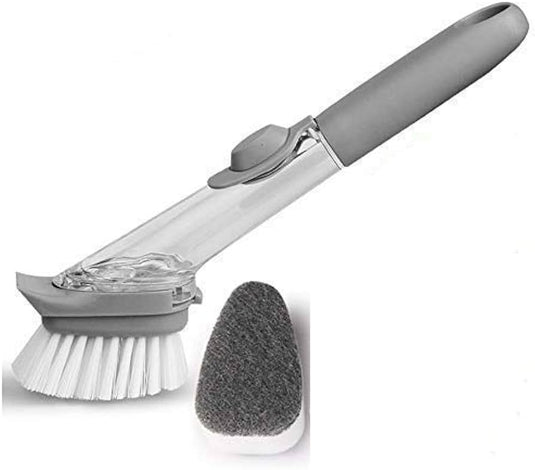 Perie de curatare vase de bucatarie/wok/chiuveta/baie/pantofi, plastic, peri de nailon, design ergonomic, 2 in 1