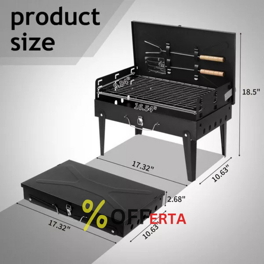 Gratar Portabil, Pliabil, tip Diplomat, Accesorii Gratar Incluse 44 x 27 x 6 CM