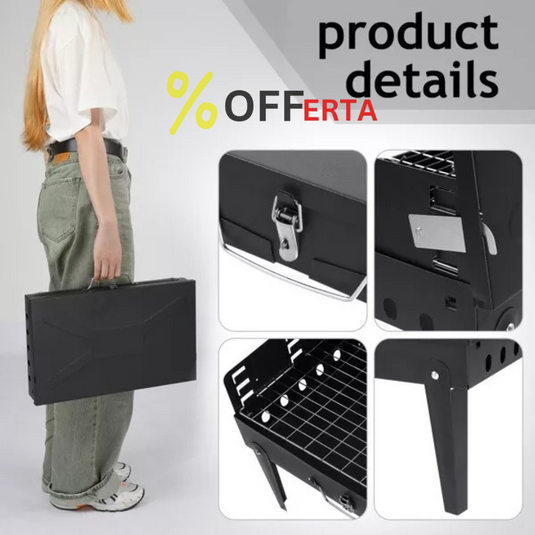 Gratar Portabil, Pliabil, tip Diplomat, Accesorii Gratar Incluse 44 x 27 x 6 CM