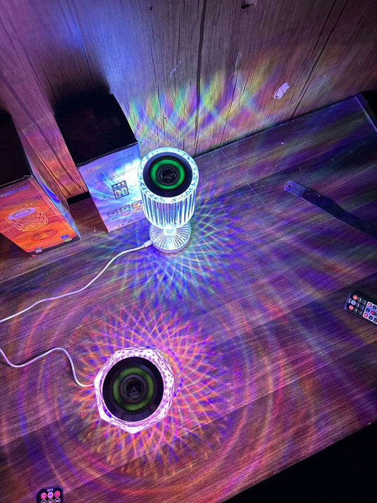 1+1 GRATIS ! Lampa de masa 3D touch cu dimmer, lumina calda si rece cristal, lampa incarcare usb, Elastix