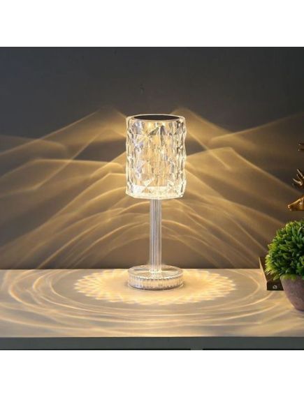 1+1 GRATIS ! Lampa de masa 3D touch cu dimmer, lumina calda si rece cristal, lampa incarcare usb, Elastix