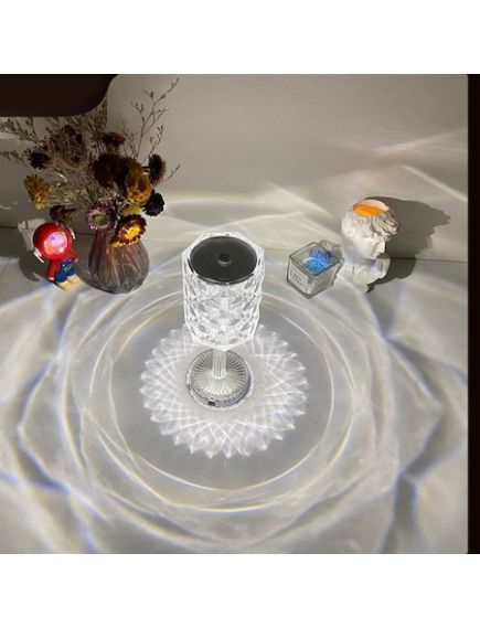 1+1 GRATIS ! Lampa de masa 3D touch cu dimmer, lumina calda si rece cristal, lampa incarcare usb, Elastix