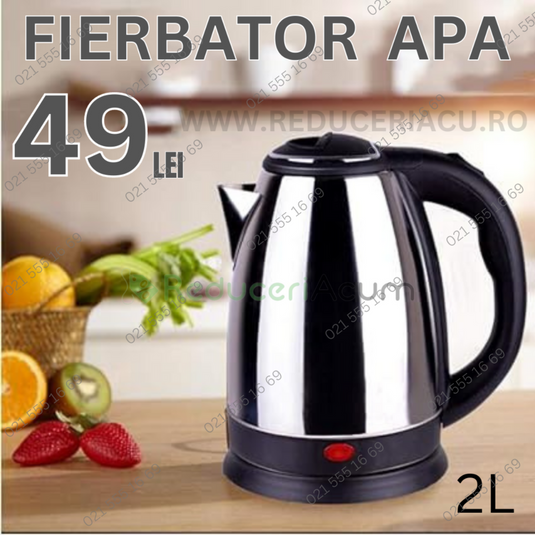 Cana Fierbator Inox, 1500W, 2 L, Declansare Automata, Inox/Negru