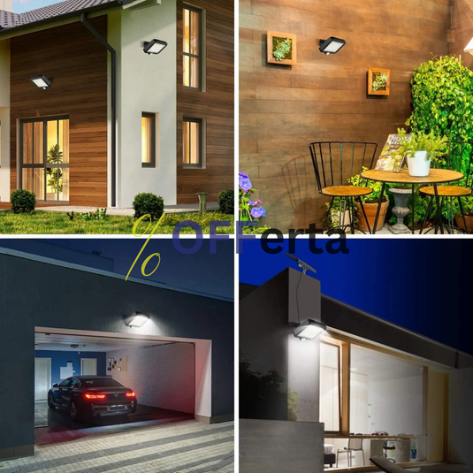 LED, cu panou solar, 128 - 6 COB, de exterior, senzor de miscare, telecomanda, Rezistenta la apa