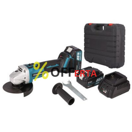 POLIZOR UNGHIULAR , FLEX CU ACUMULATOR , LEICH MANN , 2 ACUMULATORI 48V 6 AH , 11.000 RPM , XGT, ALBASTRU