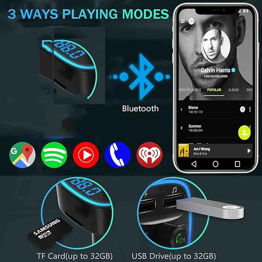 Transmitator Muzical FM Auto M1 USBx2 Negru