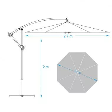 Umbrela de soare suspendata gradina 3M X 2.5M X 2.3M + suport gratuit