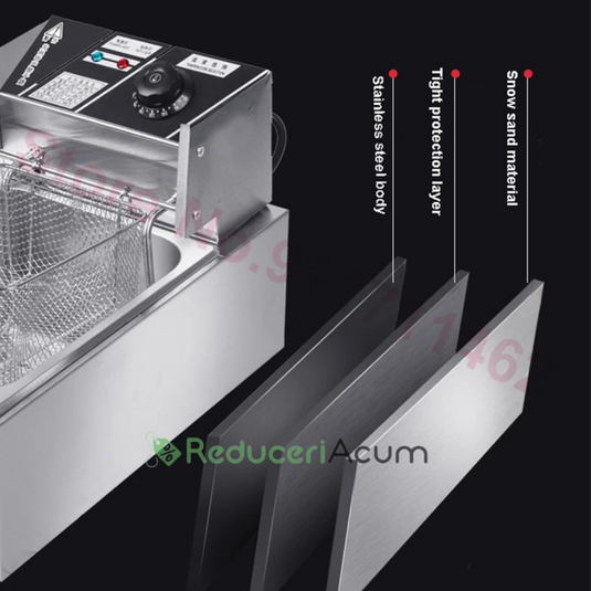 Friteuza electrica capacitate 6 litri din inox putere 2500W pentru uz profesional sau personal