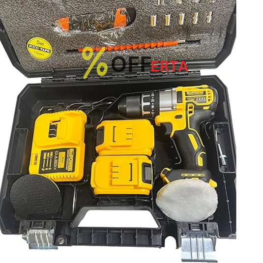Trusa bormasina LEIH MANN, 2 acumulatori, 36V, 5Ah, incarcator si 30 accesorii, galben + Trusa 40 Piese Cadou