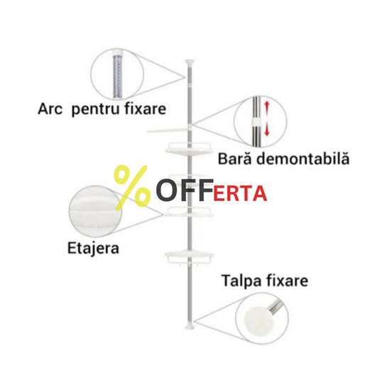 Etajera colt pentru baie