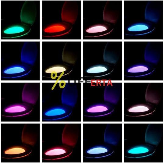Lampa de veghe pentru toaleta cu LED, senzor de miscare si lumina, 8 culori diferite