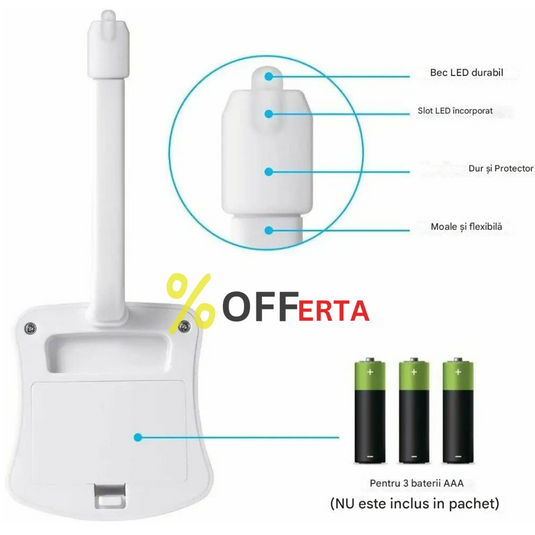 Lampa de veghe pentru toaleta cu LED, senzor de miscare si lumina, 8 culori diferite