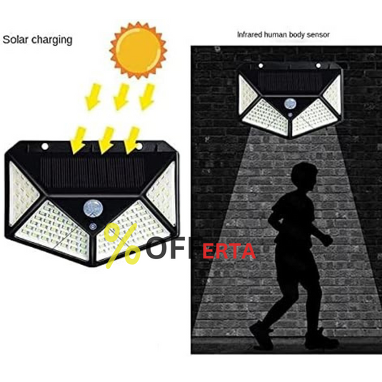 Set 2 x Lampa solara 100 Led cu senzor de miscare