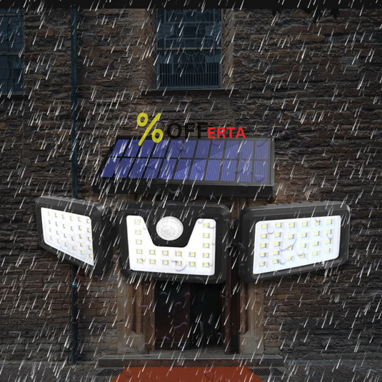 Lampa solara, de exterior cu 3 capete, LED, incarcare solara