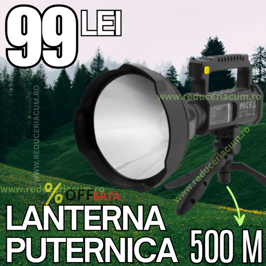 Lanterna de mana 25000 W, trepied, 4 moduri iluminare, Lumina 500 ,M