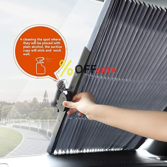 Parasolar Retractabil Parbriz Auto, cu Ventuze, Pliabil 150 x 65 cm Impotriva Razelor UV