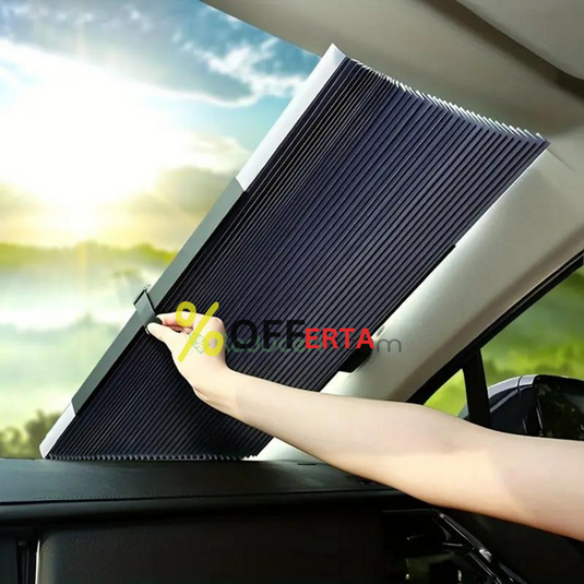 Parasolar Retractabil Parbriz Auto, cu Ventuze, Pliabil 150 x 65 cm Impotriva Razelor UV