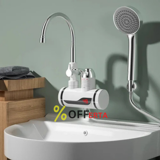 Robinet Electric cu incalzire instantanee + dus, cu afisaj LED si prindere pe perete
