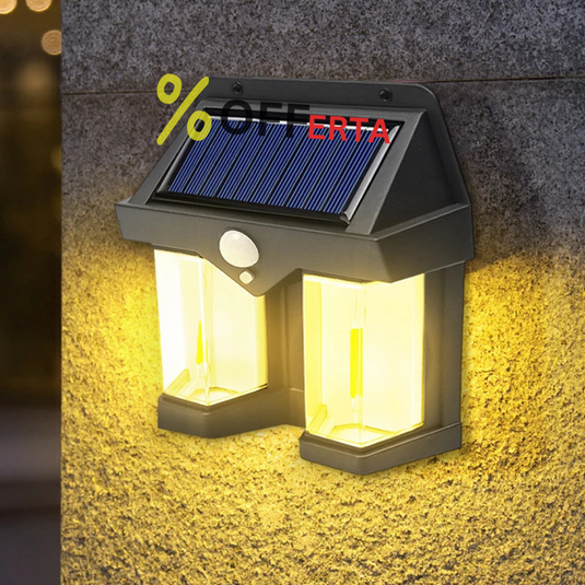 SET 2X Lampa solara de perete dubla CB 228 tip felinar, decorativ, de perete