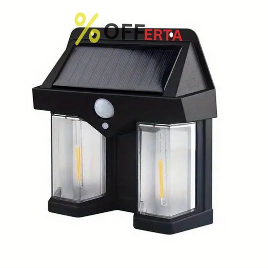SET 2X Lampa solara de perete dubla CB 228 tip felinar, decorativ, de perete