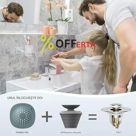 Dop scurgere chiuveta, universal, deschidere cu click, material oțel