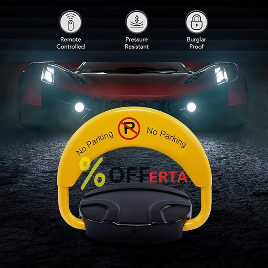 Blocator loc parcare automat, cu telecomanda si alarma, suporta 2 tone, Galben/Negru, rezistent intemperii