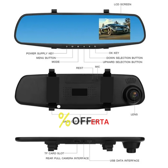 Oglinda monitor dual camera 4.3 inch pentru parcare