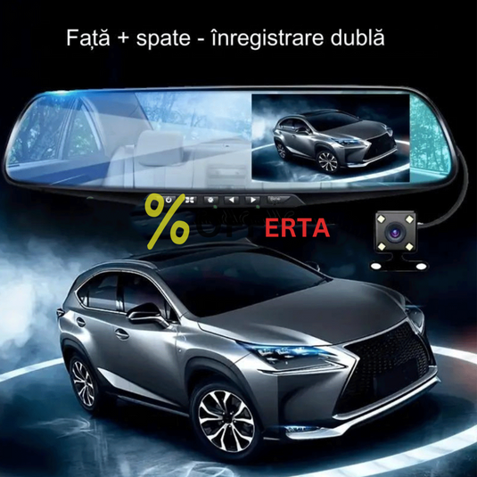 Oglinda monitor dual camera 4.3 inch pentru parcare