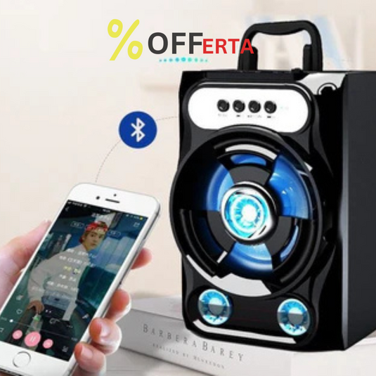 Boxa portabila bluetooth, disco, cu lumini, USB, card si radio