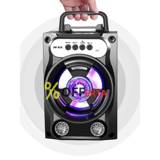Boxa portabila bluetooth, disco, cu lumini, USB, card si radio