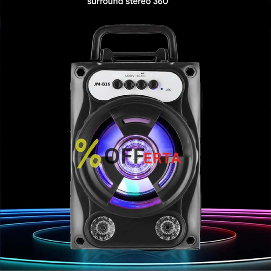 Boxa portabila bluetooth, disco, cu lumini, USB, card si radio