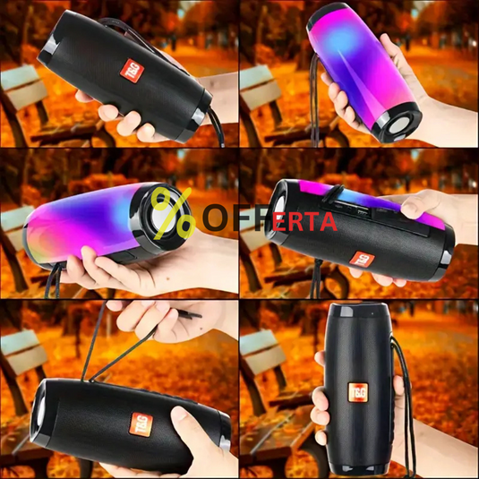 Boxa stereo Bluetooth cu lumina ambientala multicolora