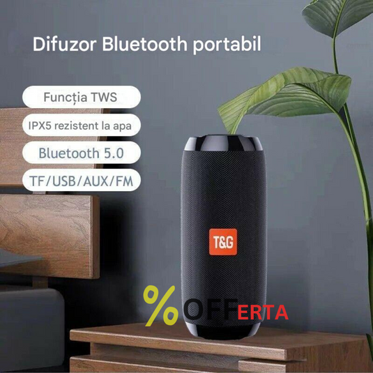 Boxa stereo Bluetooth cu lumina ambientala multicolora