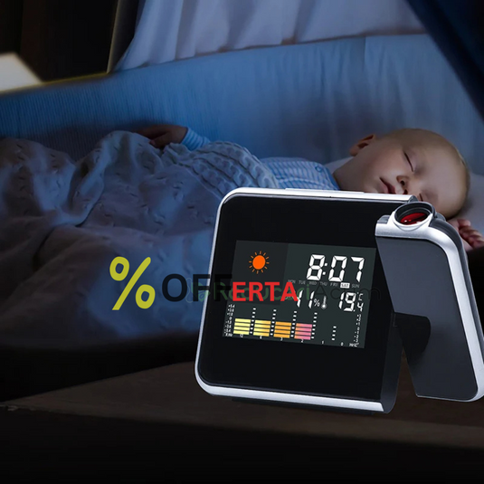 Ceas digital cu termometru, indicator umiditate si proiectie ora