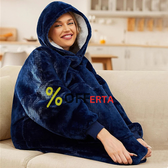 Patura tip hanorac, cu gluga, calduroasa și pufoasa 1+1 GRATIS