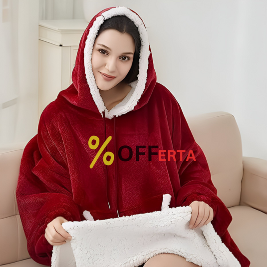 Patura tip hanorac, cu gluga, calduroasa și pufoasa 1+1 GRATIS