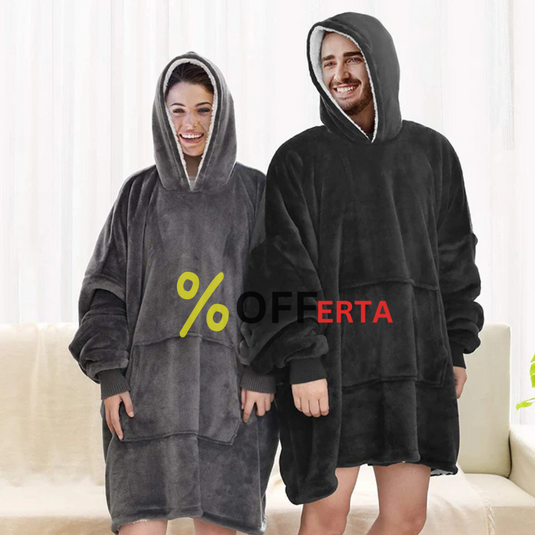 Patura tip hanorac, cu gluga, calduroasa și pufoasa 1+1 GRATIS