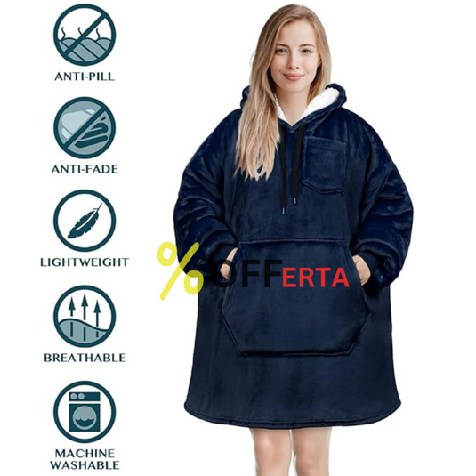 Patura tip hanorac, cu gluga, calduroasa și pufoasa 1+1 GRATIS