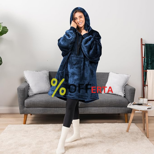 Patura tip hanorac, cu gluga, calduroasa și pufoasa 1+1 GRATIS