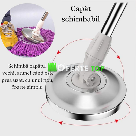 MOP ROTATIV CU PERIE CADOU SI 4 REZERVE CADOU!