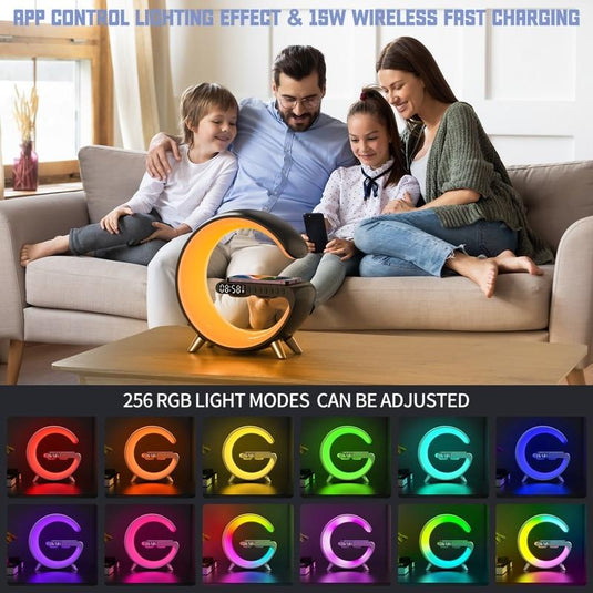 Statie Incarcare Wireless 3 in 1 cu lampa RGB