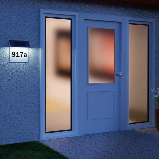 Lampa LED De Exterior cu Numar Casa, Inox, Incarcare Solara, Cu Baterie Reincarcabila Inclusa, Pornire Oprire Automata, 3 x Numere 0-9, 1 x Litere Mici a-h