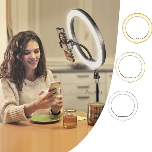 Lichidare de stoc. Lampa circulara LED cu trepied si suport de telefon