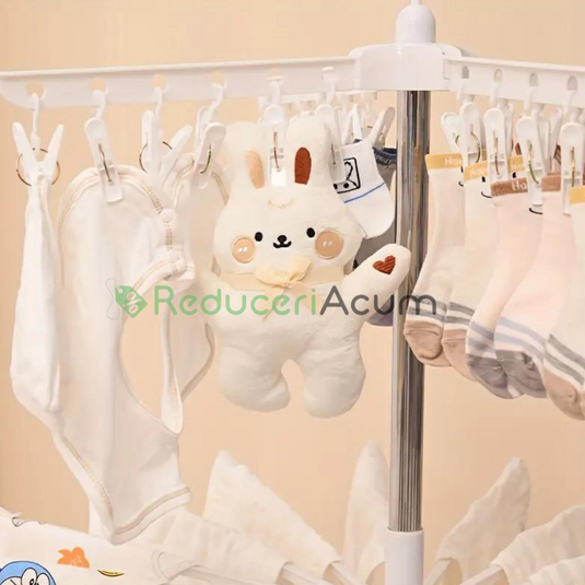 Uscator de rufe vertical si pliabil, inaltime 170 cm, 20 cleme, 50 capse, Gri
