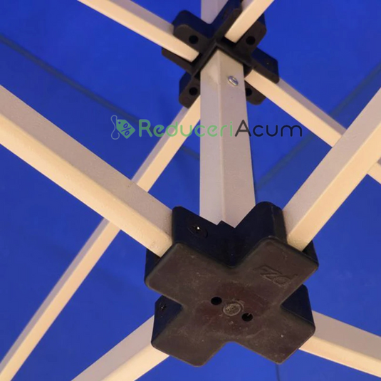 Cort albastru Pavilion 3x3m Pliabil, tip acordeon! Cadru Metal pentru Curte, Gradina, Evenimente