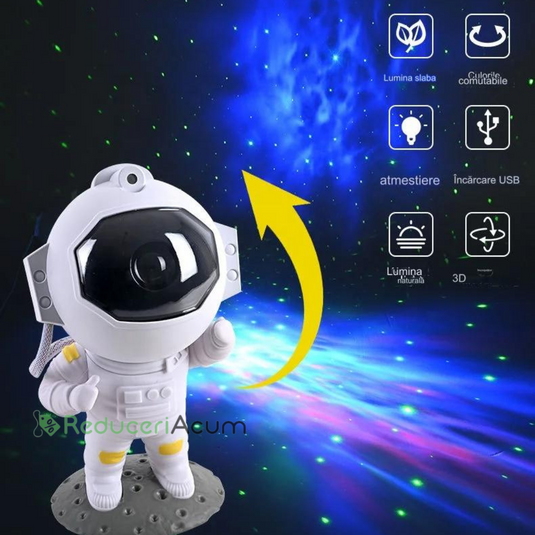 Astronaut proiector LED si laser cu proiectie stele,RGB, telecomanda