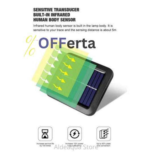 LED, cu panou solar, 128 - 6 COB, de exterior, senzor de miscare, telecomanda, Rezistenta la apa
