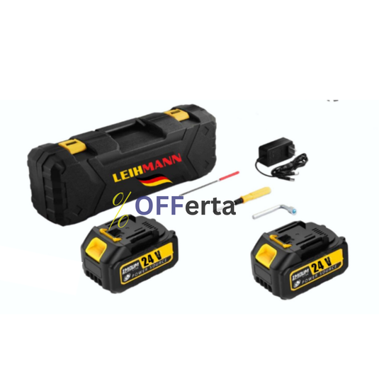 DRUJBA ELECTRICA LEIHMANN LAMA 30CM, CU 2 ACUMULATORI 24V, 5AH, GALBENA CU NEGRU