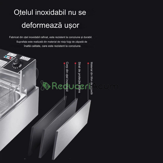 Friteuza electrica capacitate 6 litri din inox putere 2500W pentru uz profesional sau personal