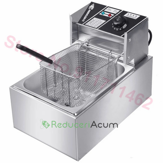 Friteuza electrica capacitate 6 litri din inox putere 2500W pentru uz profesional sau personal